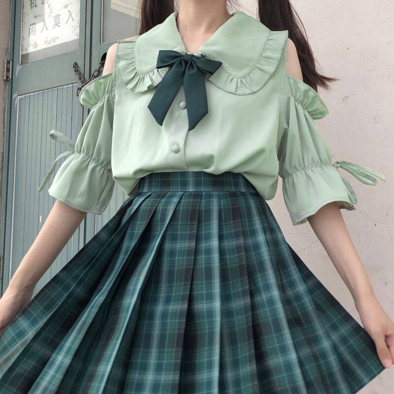 Mùa Hè JK Áo Sơ Mi Ngắn Búp Bê Cổ áo Tay Ngắn Nữ Sinh Hàng đầu Phong Cách Hàn Quốc Áo Sơ Mi đại Học Lỏng Lẻo