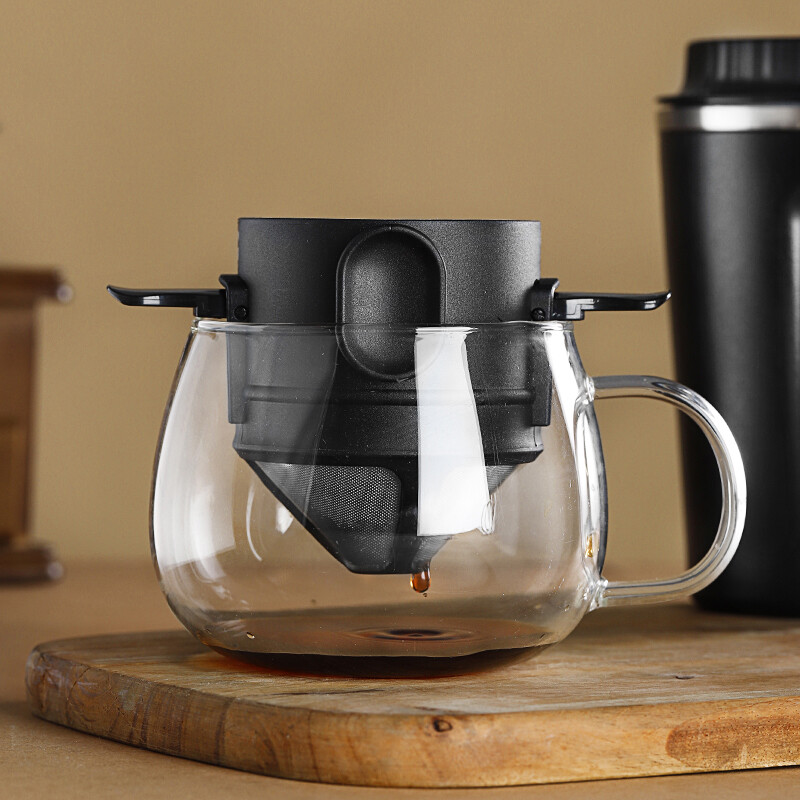 BINCOO Coffee Filter 304 Stainless Steel  Double-layer Drip Coffee Dripper Foldable Tea Infuser Mesh Paperless Portable Holder