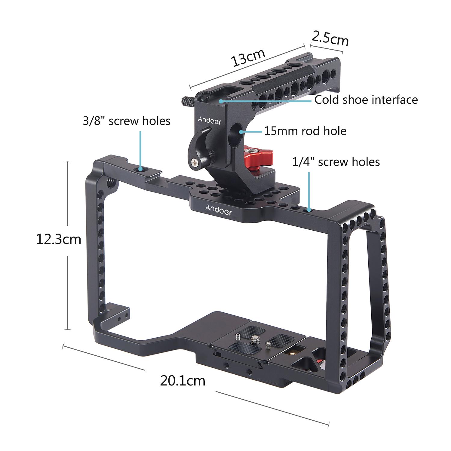 Andoer Camera Cage Video Stabilizer with Top Handle Grip Quick Release ...