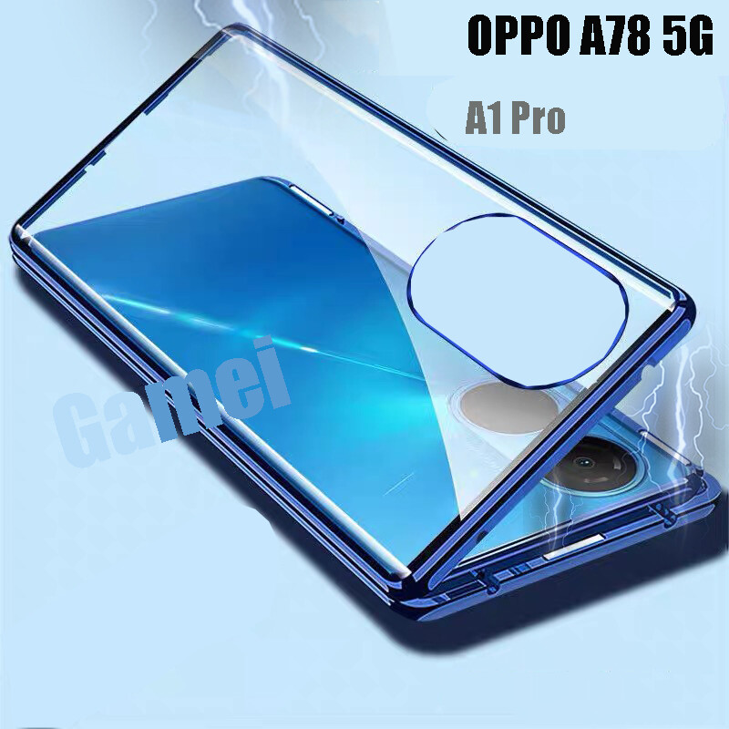 For OPPO Reno10 Pro+/A98 5G/A78 5G/Reno 8T 5G/4G/Oppo A15/A15s Case Front and Back Tempered Glass Metal  protect Two-sided 360 Full Cover Casing