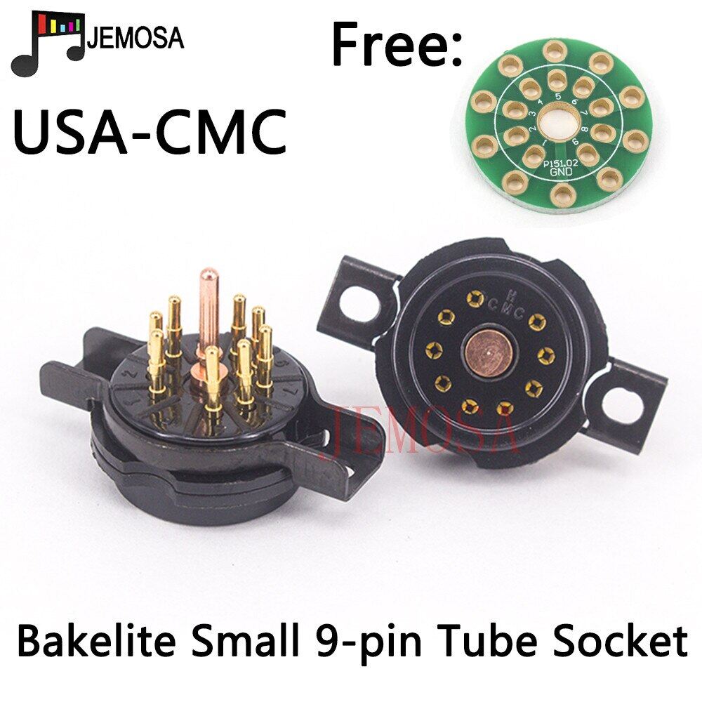 {“：》 CMC Bakelite 9Pin Tube Socket Plated For ECC81 ECC82 ECC83 12AX7 7199 ECC88 Electron Tube HIFI Audio Vacuum Tube Amplifier