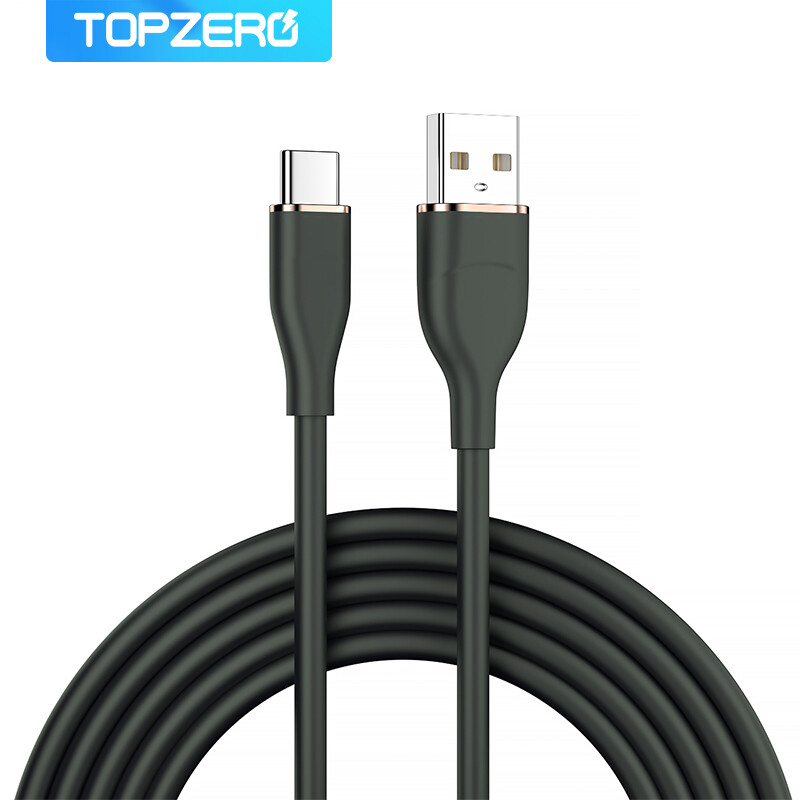 Topzero 6a 66w usb c super fast charging cable supports huawei quick charge 3.0 oppo vivo supervooc soft silicone data cable flash charge for huawei xiaomi oppo vivo samsung