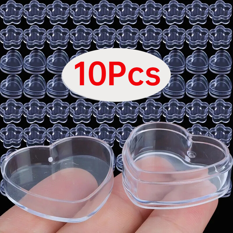 10pcs trong suốt Nhỏ Lưu Trữ nhựa hộp Acrylic rõ ràng trái tim hộp thuốc chống ẩm trường hợp nhỏ tự làm đồ trang sức bao bì di động