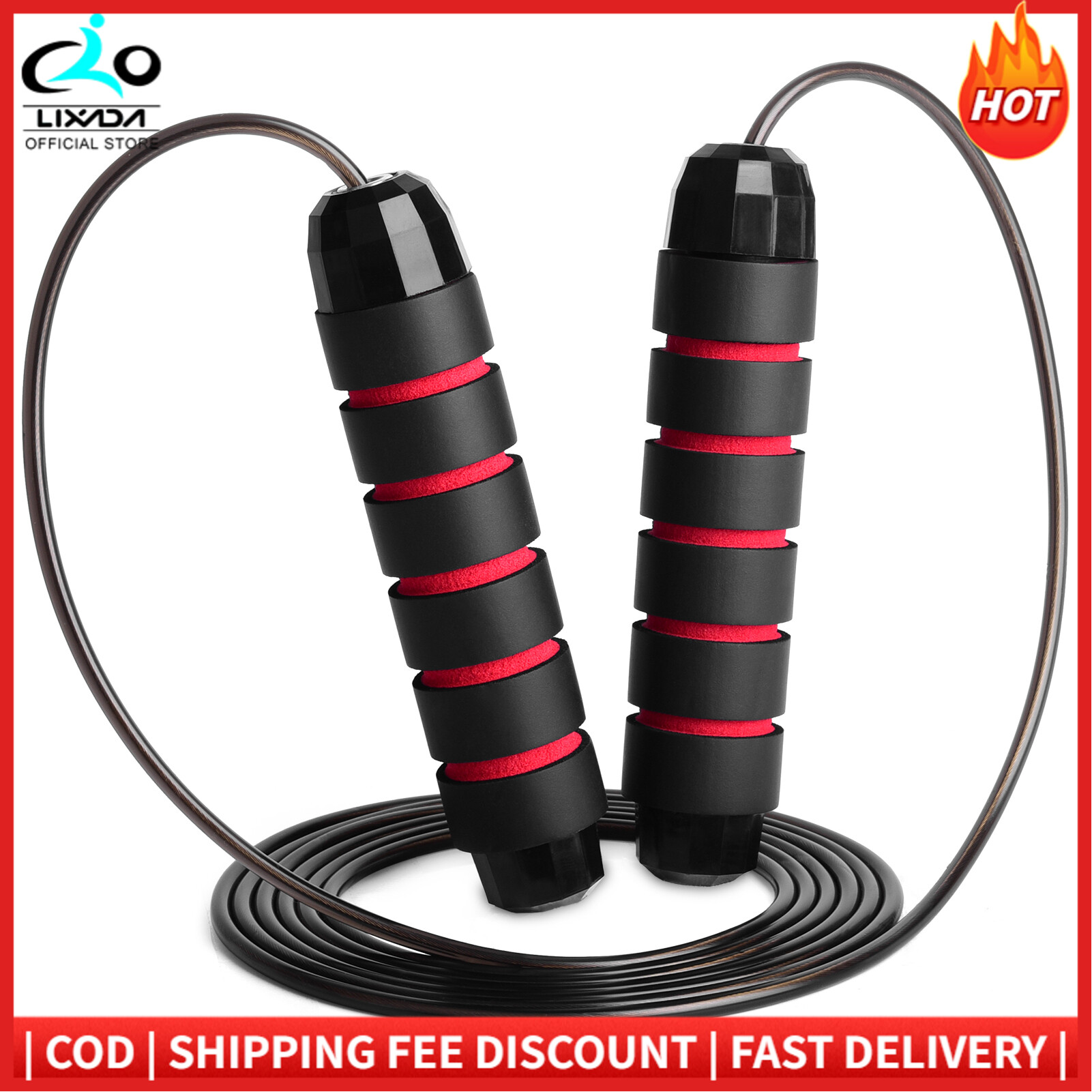 Adjustable Skipping Rope Tangle-free Jump Rope Fitness Rope Sports Rope Steel Wire Rope for Skipping 9.8ft Lixada