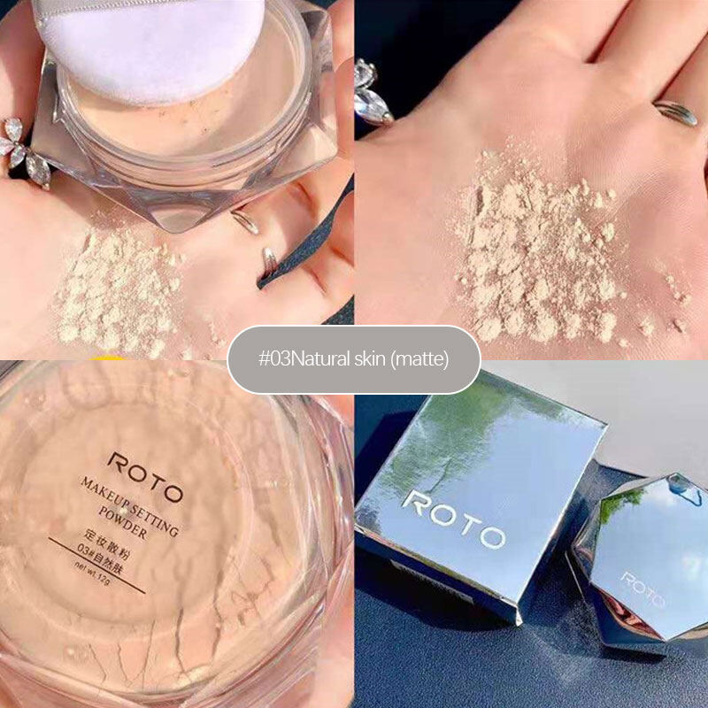 Eryabb 🌸100% Authentic🌸 ROTO Makeup Setting Powder 5 Colors [Loose Powder]，Makeup setting powder oil control long-lasting, waterproof and sweat-proof Loose Powder Waterproof Smooth Soft-velvet Blurring Face Powder