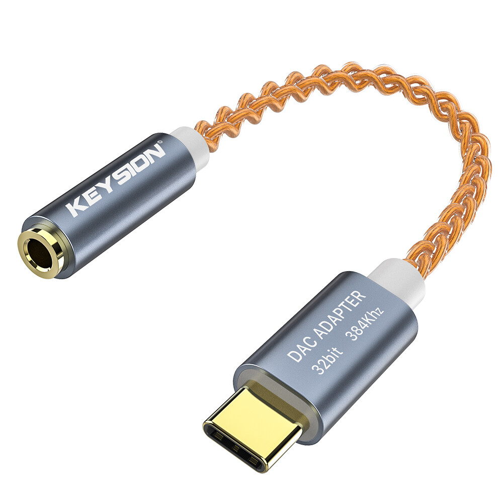 Keysion hifi dac earphone amplifier usb type c to 3.5mm headphone jack audio adapter 32bit 384khz digital decoder aux converter