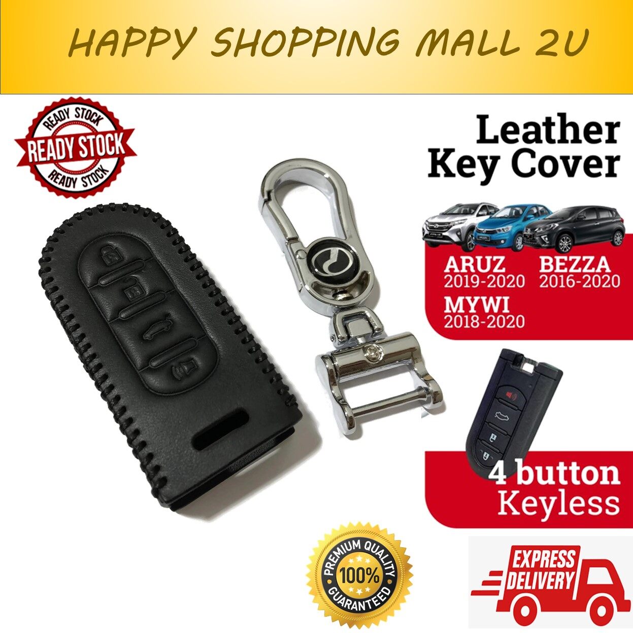 Perodua Aruz Bezza Myvi 2018 To 2021 Keyless Key Less Smart Entry Leather Key Cover Push Start Remote Case Lazada