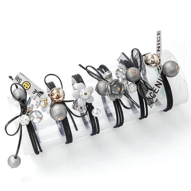 6Pcs/Set Fashion Hair Accessories Bows Elastic Hair Bands For Women Scrunchies Rubber Band Girls Hair Ties Ponytail Holder