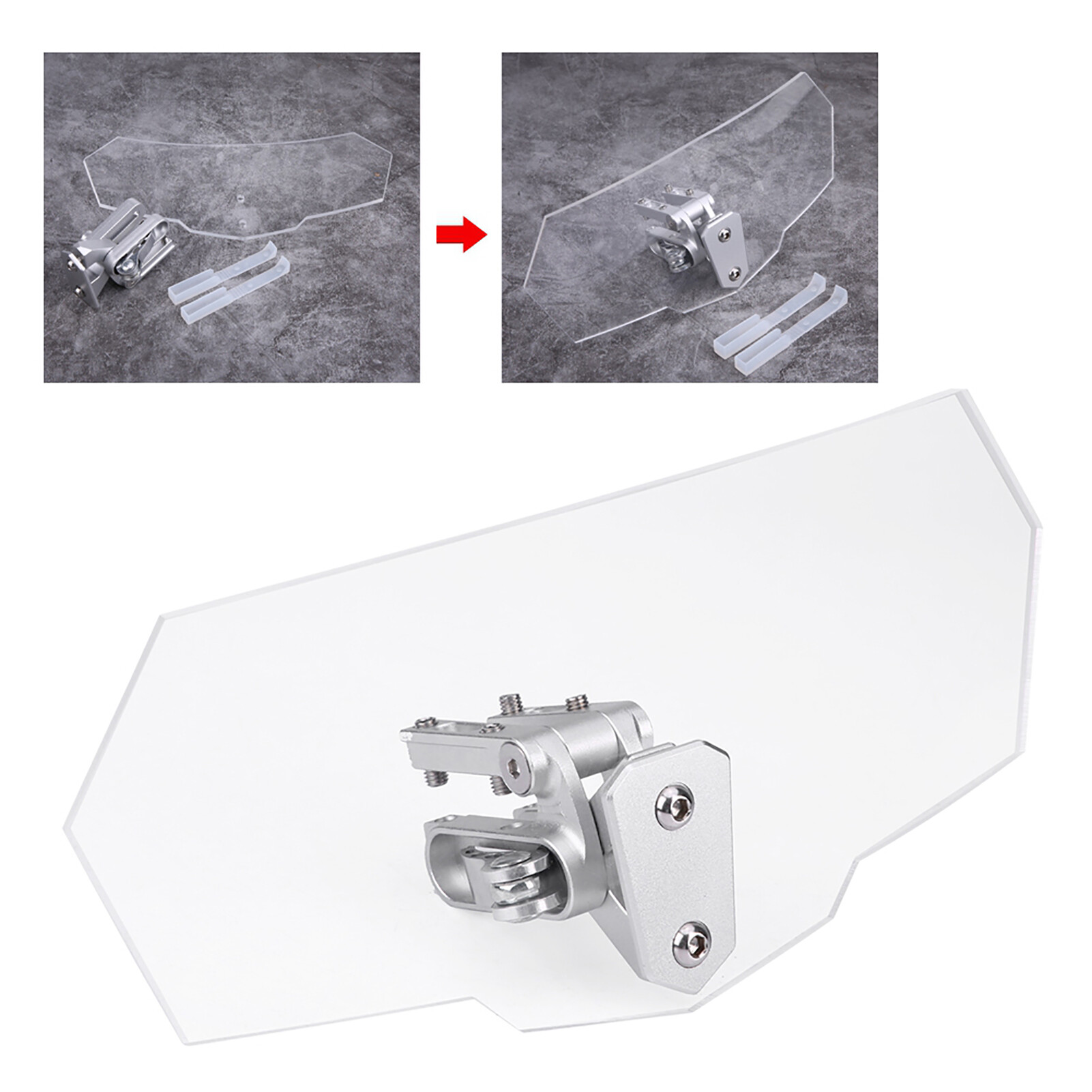 Motorcycle Windscreen Universal Transparent Adjustable Motorcycle Windshield Wind Deflector