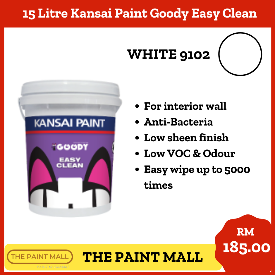 [The Paint Mall] 15L Kansai Paint Goody Easy Clean White (15Litre