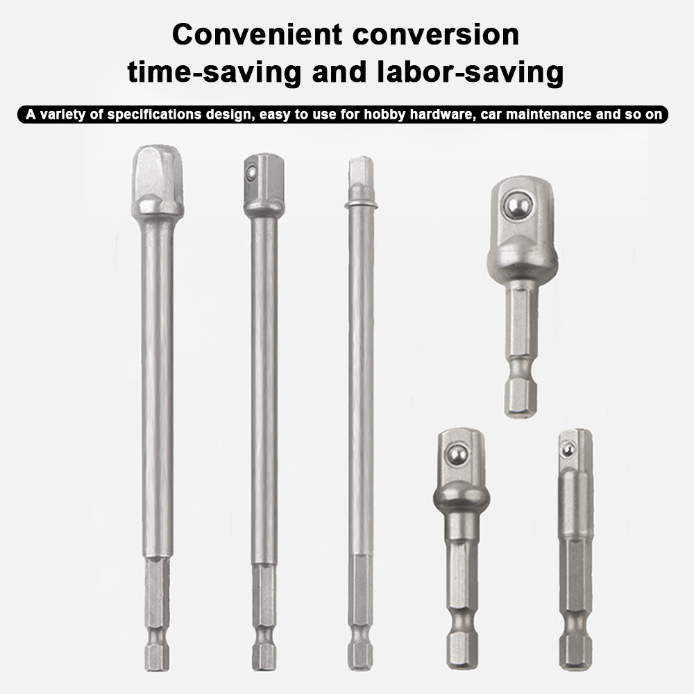 3PC 1/4" 3/8" 1/2" Hex Power Drill Bit Driver Socket Bits Set Adapter Wrench Sleeve Extension Bar for Electric Screwdriver Bits