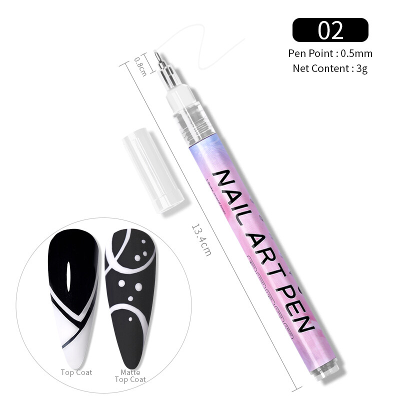 Nail Art Graffiti Pen Black White Red Color UV Gel Polish Design Dot Painting Detailing Pen Brushes DIY Nail Art Adorn Tools