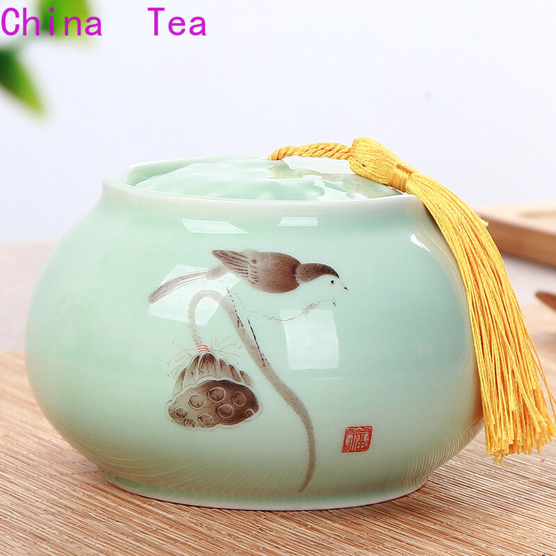 [Chất Lượng Cao, Giao Hàng Nhanh] Hộp Đựng Trà Bằng Gốm Sứ Celadon Lớn