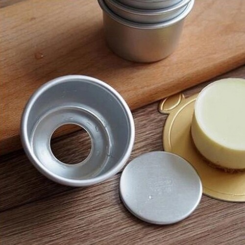 Terylin 5Pcs 2.5inch Round Mini Cake Pan Removable Bottom Pudding Mold DIY Baking Tools