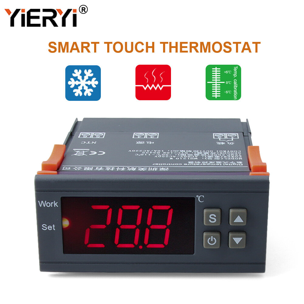 Yieryi mh1210w digital temperature controller ac90-250v 10a 220v thermostat regulator with sensor -50~110c heating cooling control