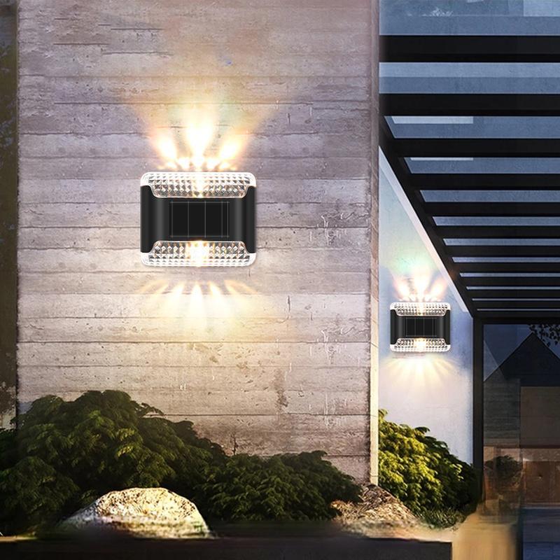 Everso 4 Pack Solar Wall Lights Up and Down Fence Lights Waterproof LED Solar Powered Security Light Solar Wall Lights Wireless Solar Security Lamps Waterproof Solar Wall Lights
