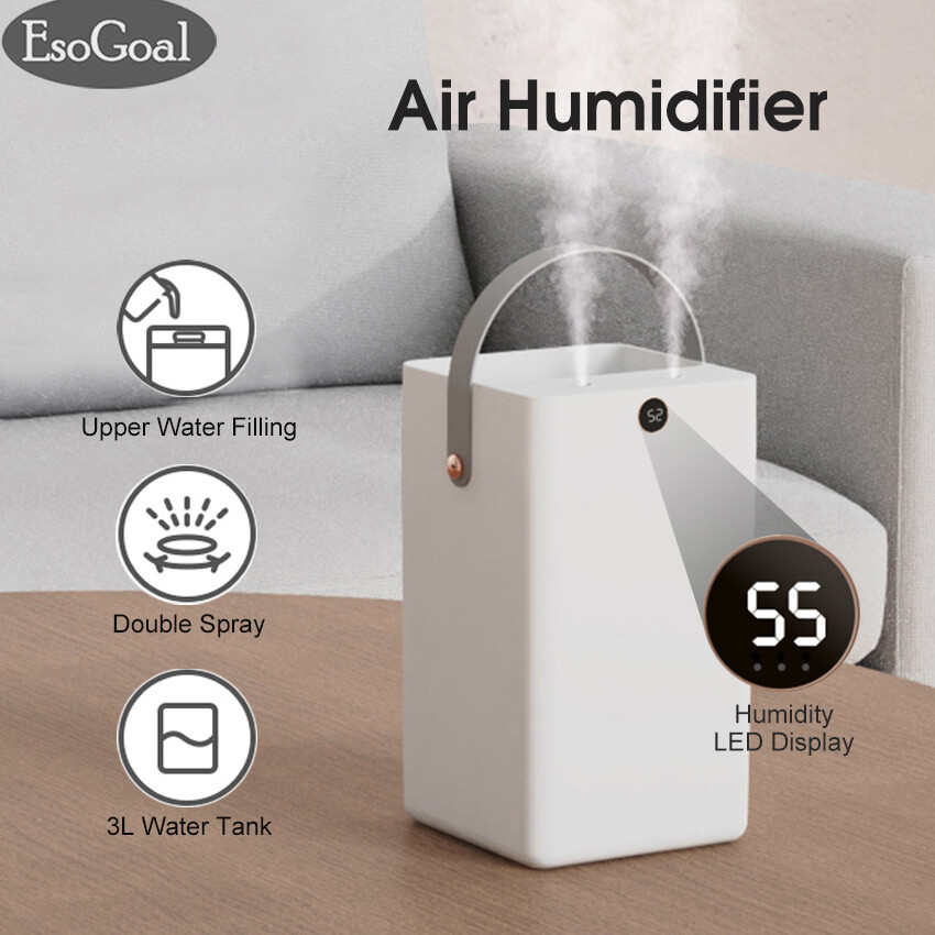 EsoGoal Ultrasonic Aroma Diffuser Mini Air Humidifier For Room Wireless 3000ML Double Spray Port USB Rechargeable With Essential Oil Aromatherapy Diffuser Cool Mist Maker Fogger For Car Room Home Office