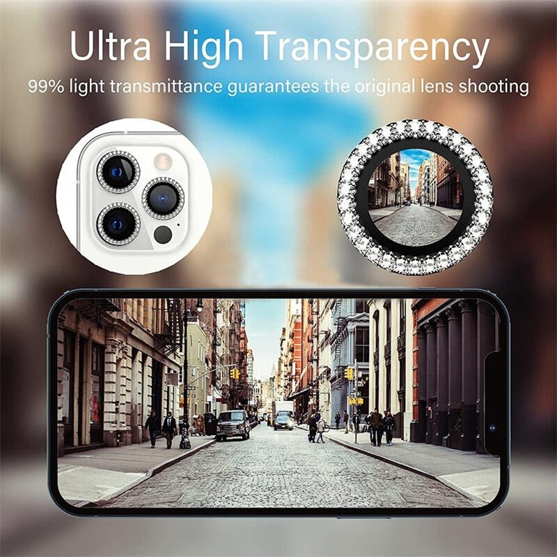 QuXis Diamond Camera Case For iPhone 14 13 11 Pro Max 12 Pro Max Camera Lens Protector Screen Case For iPhone 14 Plus Tempered Glass