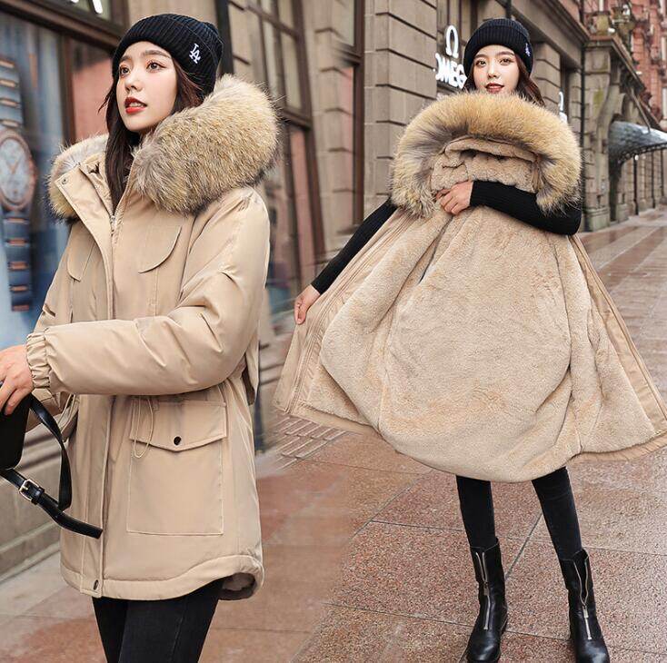Cotton Thicken Warm Winter Jacket Coat Women Casual Parka Winter Clothes Fur Lining Hooded Parka Mujer Coats