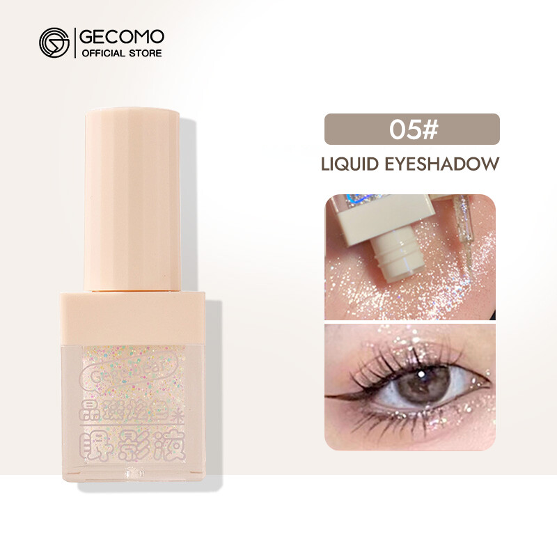 Gecomo lấp lảnh chất lỏng Eyeshadow dài màu bền Pearlescent Shinny bột phấn mắt