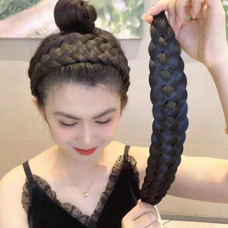 Tóc Giả Rộng Vành Mới Băng Đô Tết Tóc Giả Bện Xương Cá Băng Đô Bện Rộng Băng Đô Bện Rộng Dày Tóc Giả