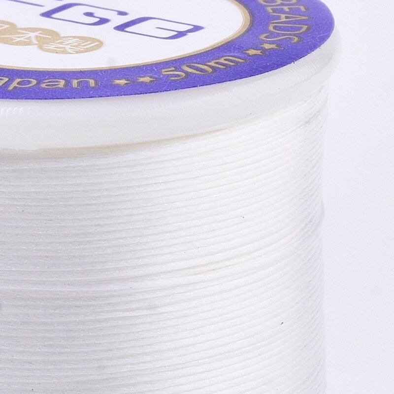 1 Roll Nylon Beading Threads for Seed Beads White 0.1mm about 54.68 yards(50m)/roll