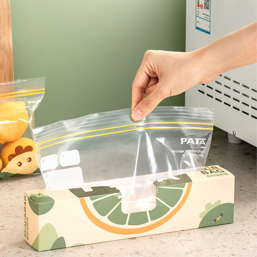 Fresh-Keeping Bag Household Food Grade Self-Sealing Food Refrigerator Freezer Sealing Bag Vegetable And Fruit Classification Bag With Label