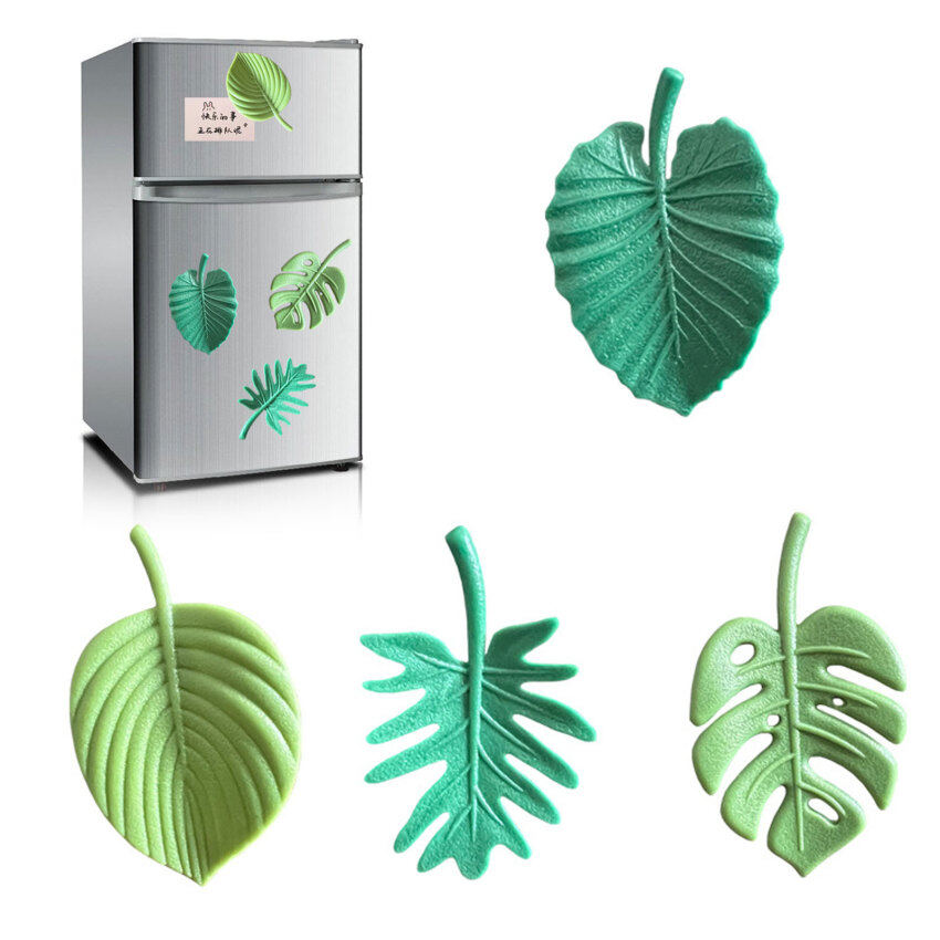4Pcs/Pack Creative Green Turtle Leaf Fridge for Kitchen Message Board Refrigerator Sticker Gift Home Decoration