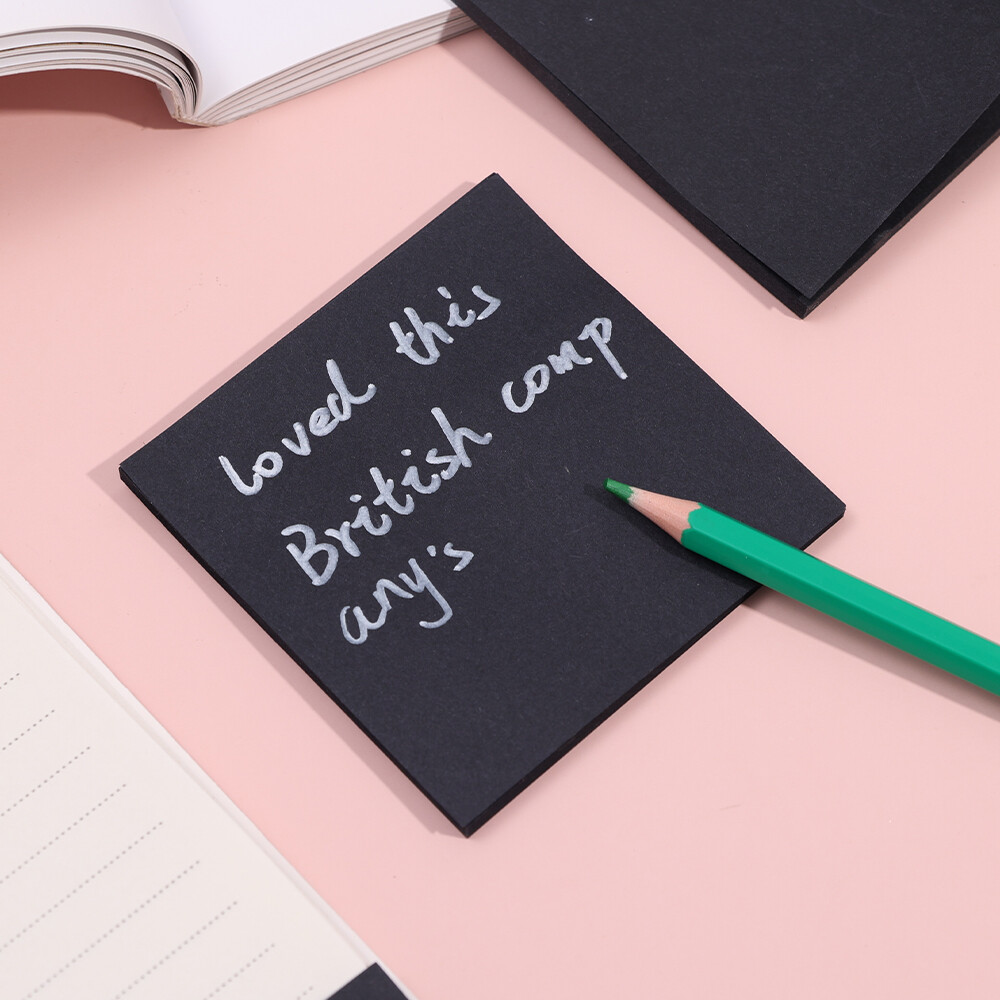 50Sheets Black Sticky Notes Simple Student Message Sticky Note Paper Office Memo Message Note Sticky