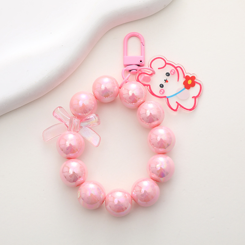 【ZNBY】Mobile Phone Strap, Hand Strap, Beaded Hand Strap Decorated with Colorful Crystal Beads, Portable, with Cute Cartoon Acrylic Hanging