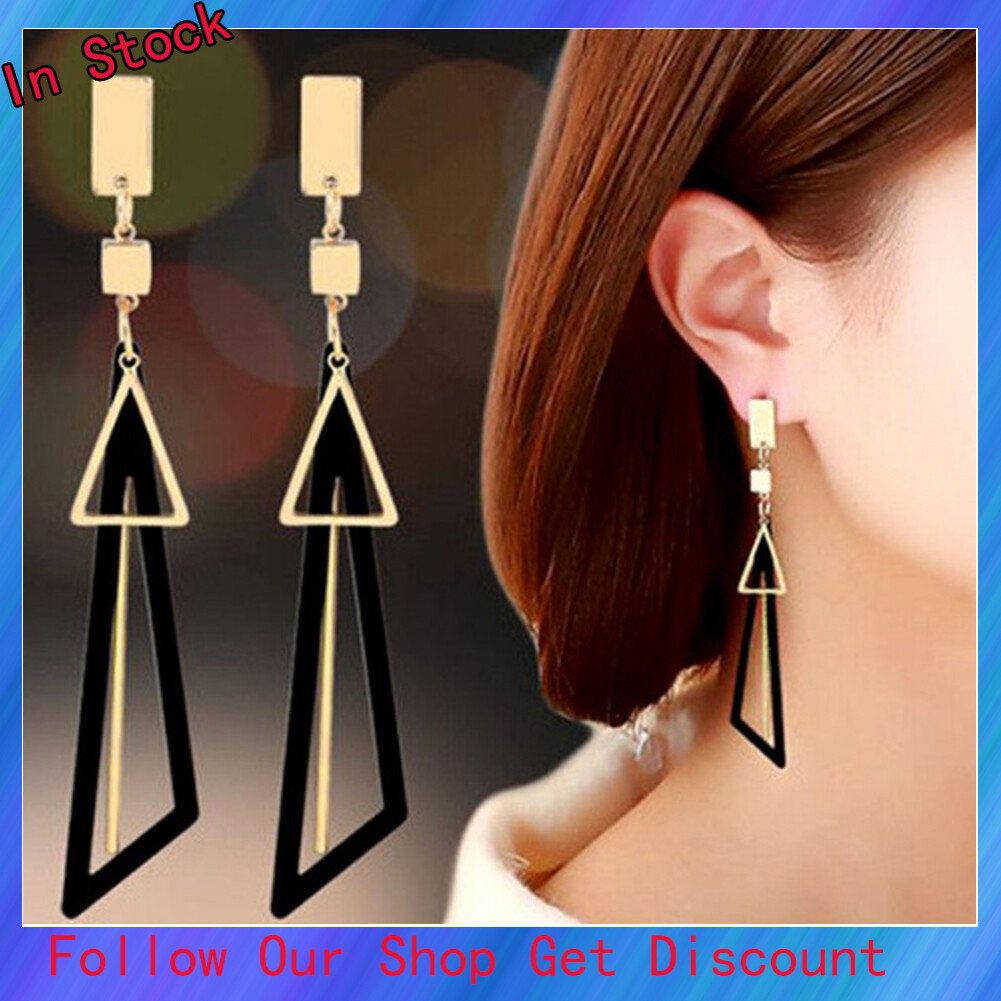 duiyidang® Fashion Women Geometric Long Triangles Drop Ear Studs Earrings Jewelry Gift