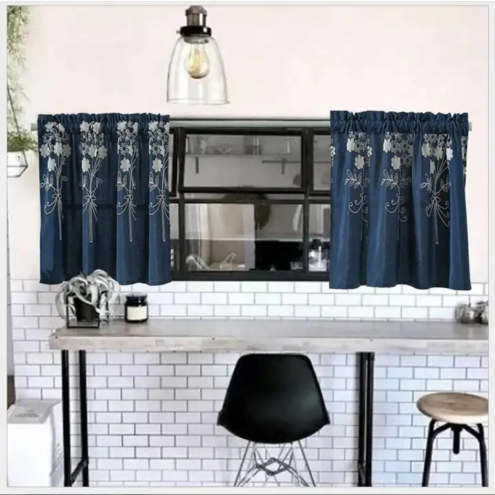 2xfl Elegant Kitchen Half Window Short Tier Curtains 74x61cm Lazada Singapore 2xfl Elegant Kitchen Half Window