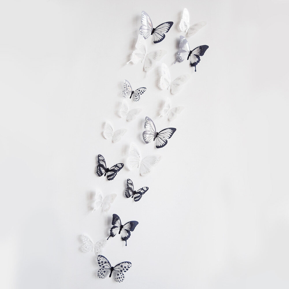 18Pcs Beautiful Butterfly Wall Stickers / 3d Crystal Wall Sticker / Room Wall Decals / Home Butterflies Decoration Wall Stickers