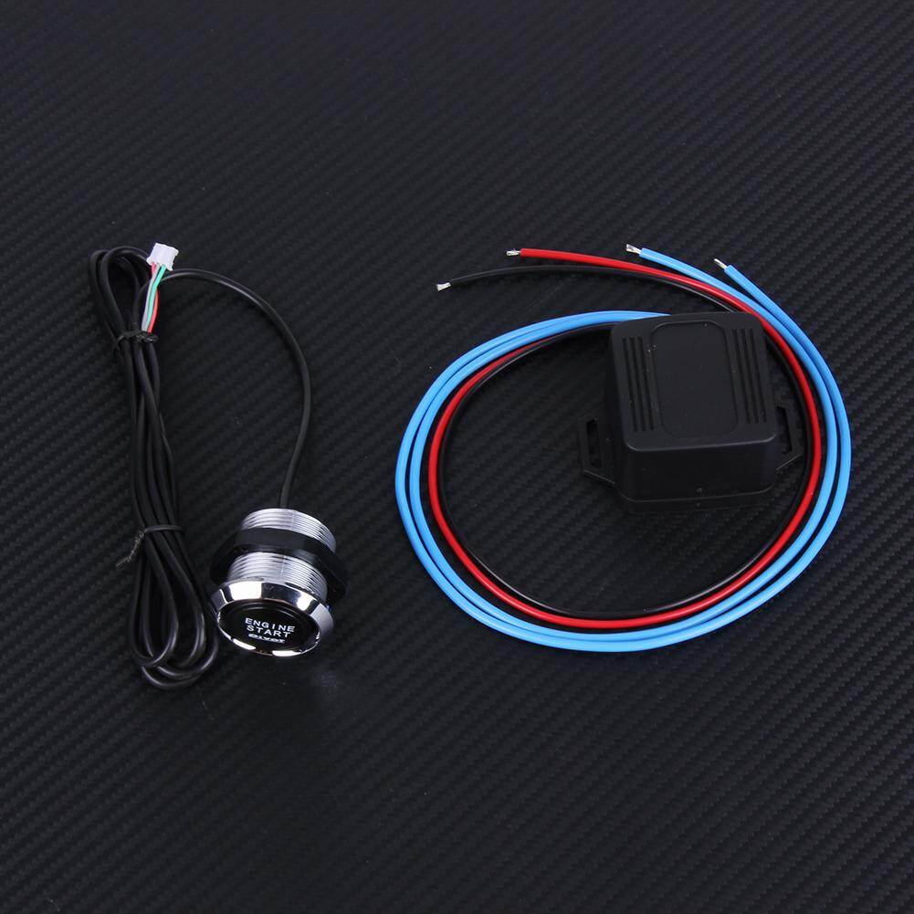 Vehicle Engine Start Press Button Push Switch Ignition Starter Blue Light
