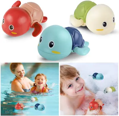 FLIPPED Bath Toys Water Play Toy Bathtub Toys Swim Turtle for Baby Bath Shower Beach Game Toys Wound-up Chain Clockwork Gifts for 0+ Years Old Boys Girls