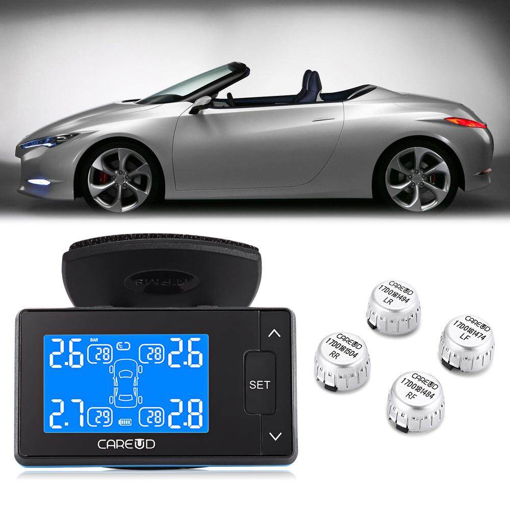 Careud U902 Layar LCD TPMS 433.92 MHz DC 12 V Mobil Pemantau Tekanan Ban Sistem dengan 4 TPMS Eksternal/Sensor Internal