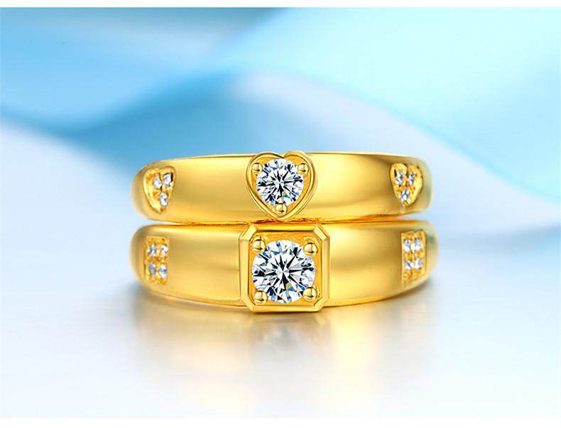 Vietnam Pasir Berlapis Emas Cincin Emas Pasangan Sepasang Pria dan Wanita Cincin Pasangan Fashion Korea Berbentuk