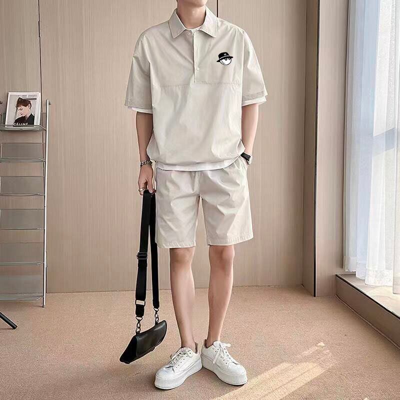 Golf Wear Men 2-Piece Set Summer Horse Golf Wear Men Golf Suit Malbon Golf T-Shirt Utaa Golf Shorts Suit Hooded Men Golf Wear