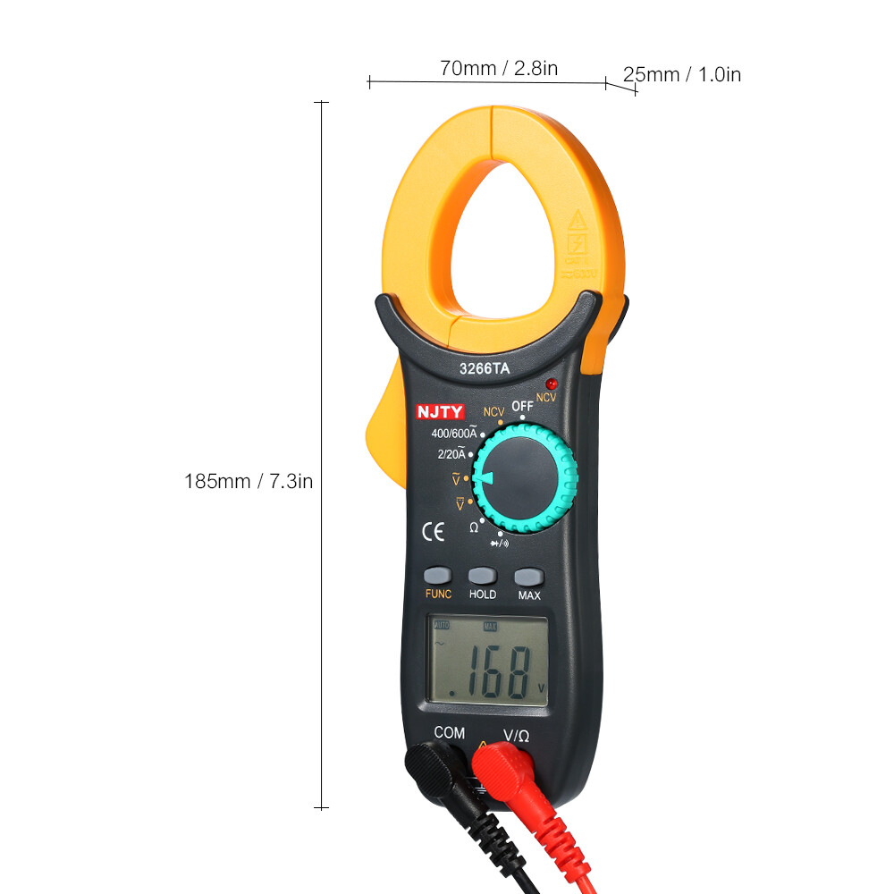KKmoon NJTY Đồng Hồ Kẹp Kỹ Thuật Số Đồng Hồ Vạn Năng Phạm Vi Tự Động Đếm 2000 Kèm Kiểm Tra NCV Đồng Hồ Vạn Năng Cầm Tay Cầm Tay Dòng Điện Xoay Chiều AC/DC Màn Hình LCD Đo Điện Trở Liên Tục Đi Ốt
