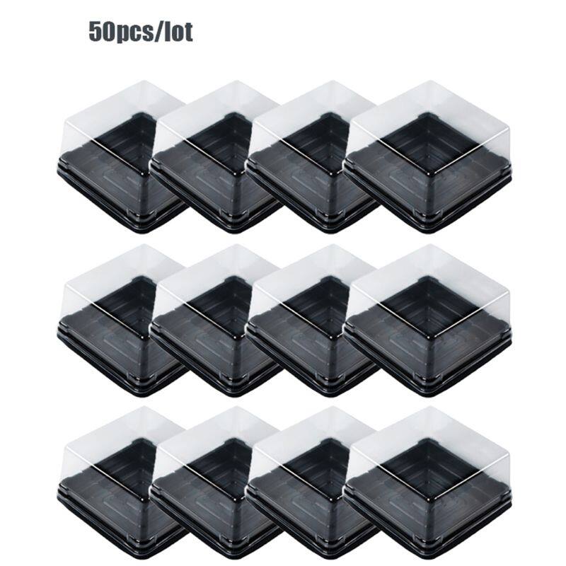 50 Pcs Mini Square Moon Cake Container Trays Packaging Box Holder Wedding Party Favor Boxes 50g Mooncake Egg-Yolk Box