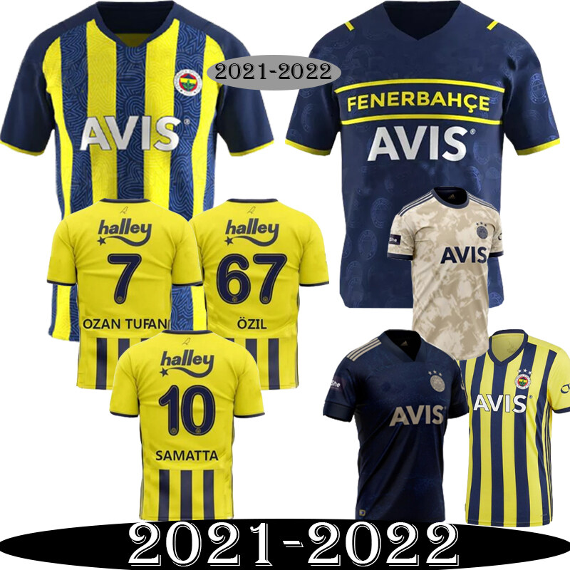 ใหม่2021 2022 Fenerbahce SK ฟุตบอลชาย Jersey ห่างออกไป HAMATTA Özil ฟุตบอลผู้ใหญ่ปรับแต่งตุรกีเสื้อเชิ้ต21 22