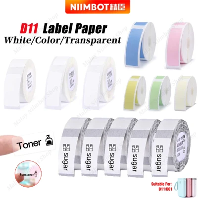 [Local seller] NiimBot D11 White/Color/Transparent Label Printing Paper Name Sticker Waterproof Self-adhesive Label