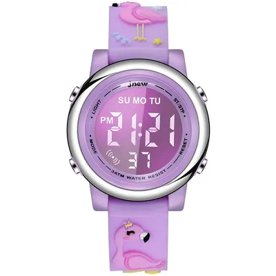 Kids Girls Watches 3D Cute Cartoon Digital 7 Color Lights Toddler Watch with Waterproof Sports Outdoor LED Alarm Stopwatch Silicone Band for 3-10 Year Wristwatches