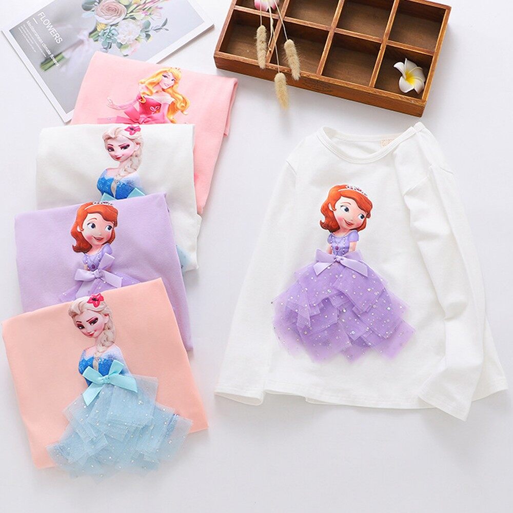 Kingstar Baby Girls Elsa Sophia T-Shirt Princess Cartoon Printed Long Sleeve Clothing