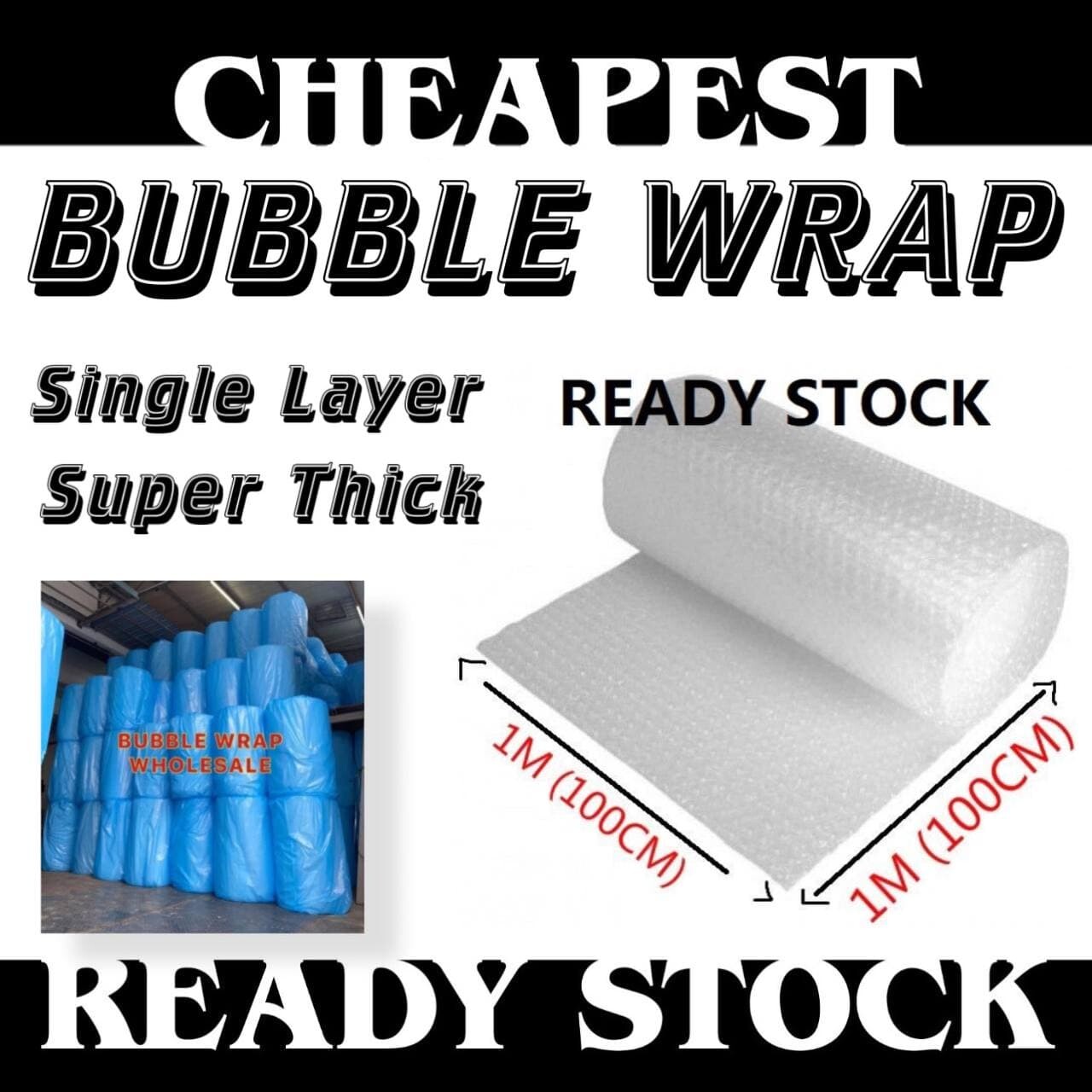 Bubble Wrap Single Layer 1Meter X 1Meter / Extra Bubble Wrap / Bubble
