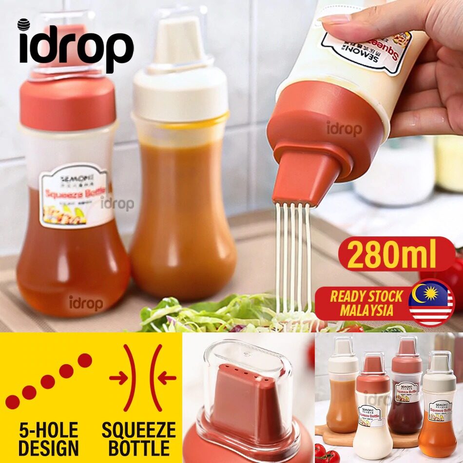 [Casa] [ 280ml ] 5Hole Sauce Squeeze Bottle / Botol Sos 5 Lubang / 塑料5孔挤压式酱料瓶280M Lazada