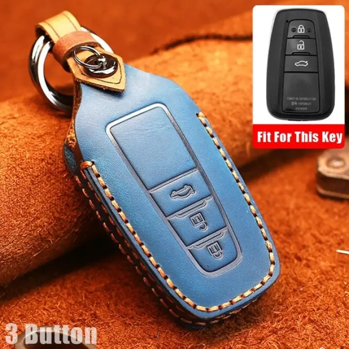 New Cow Leather Car Key Cover 3 Button Keyless Case For Toyota Camry Chr Prius Corolla Rav4 Prado 2017 2018 2019 Keychain House Lazada Ph