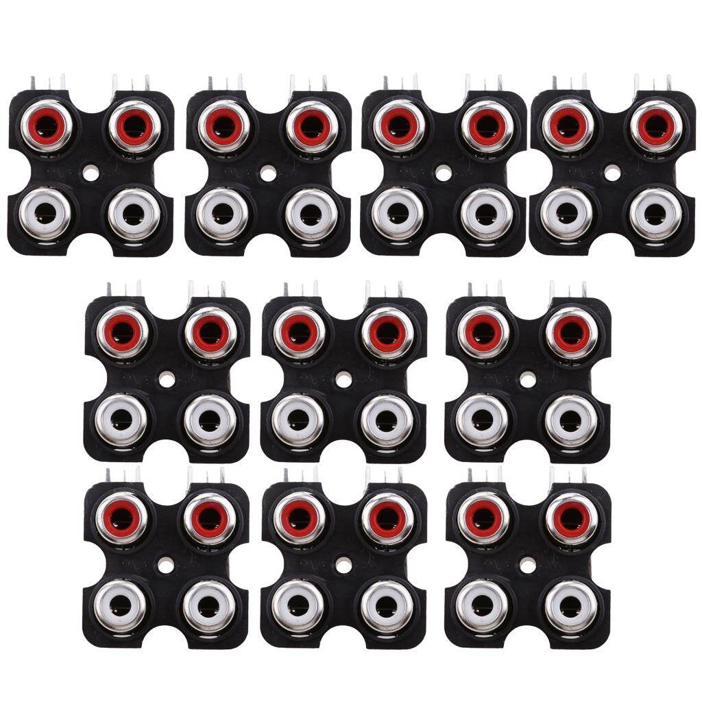 milageto 10pcs PCB Board 4 RCA Female Pin Jack Audio Video AV Socket Connector
