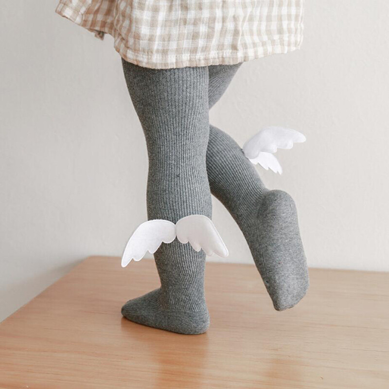 Lovely Angel Wings Baby Tights Toddler Girls Soft Cotton Pantyhose Spring Warm Stockings Solid Color Infant Kids Tights Hosiery