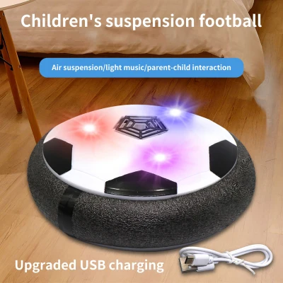 【Fun Toy】2021Children Fun Indoor Football Set Playful Air Power Soccer Disk Fun Soccer Disk Floating Electric Suspension Football Educational Kids Sports Ball with Sound for Indoor Home Game Educational Toy Gift